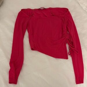 Urban Outfitters Red Long Sleeve Top with Side Tie